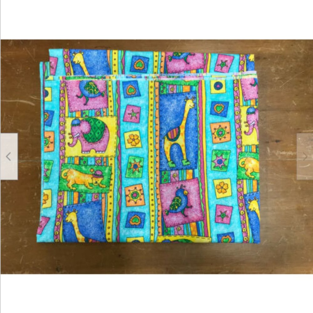 Wild Animal 37x44 Fabric Panel Jewel Colors Safari Theme Lion Giraffe Elephant